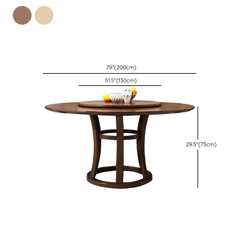 Tavolo da pranzo moderno legno massello tavolo rotondo con giradischi per la casa Clearhalo
