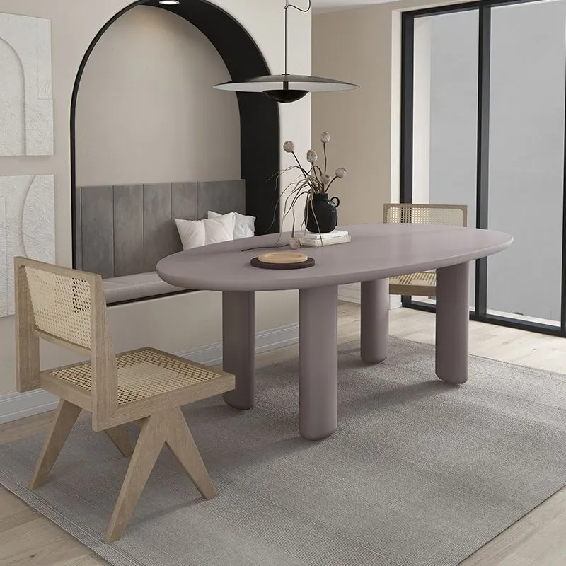 Tavolo da pranzo moderno legno massello Tavolo ovale legno con 4 gambe Clearhalo