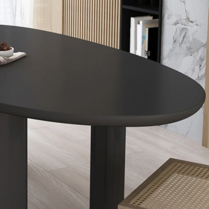 Tavolo da pranzo moderno legno massello Tavolo ovale legno con 4 gambe Clearhalo