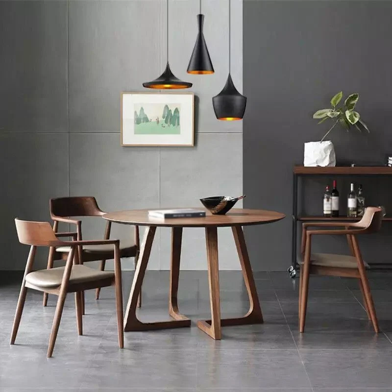 Tavolo da pranzo moderno legno di pino per ristorante Tavolo rotondo con doppio piedistallo Clearhalo