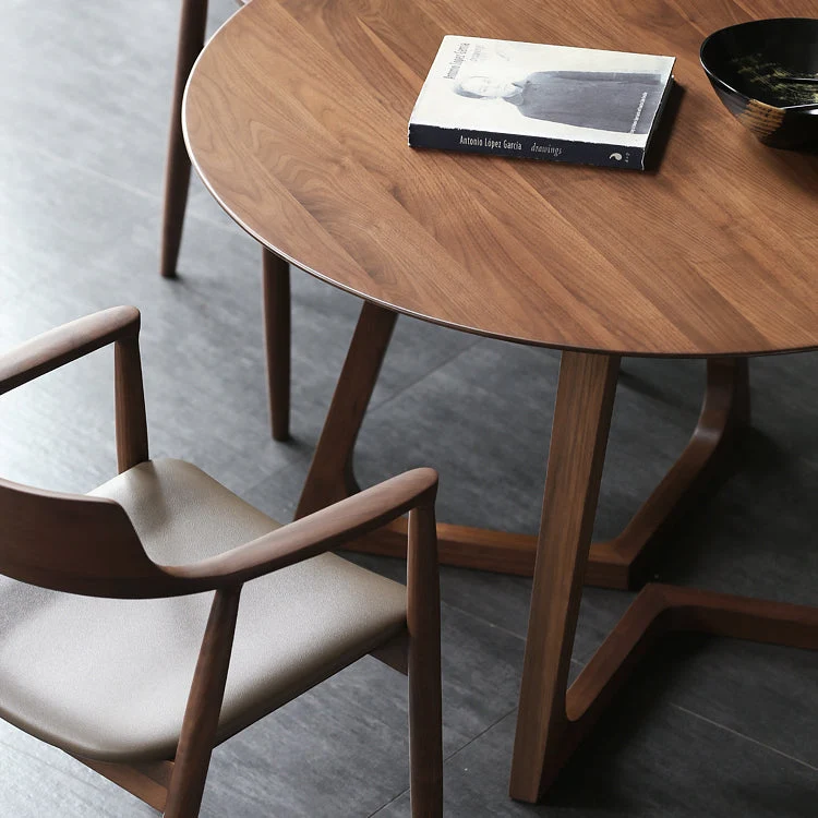 Tavolo da pranzo moderno legno di pino per ristorante Tavolo rotondo con doppio piedistallo Clearhalo