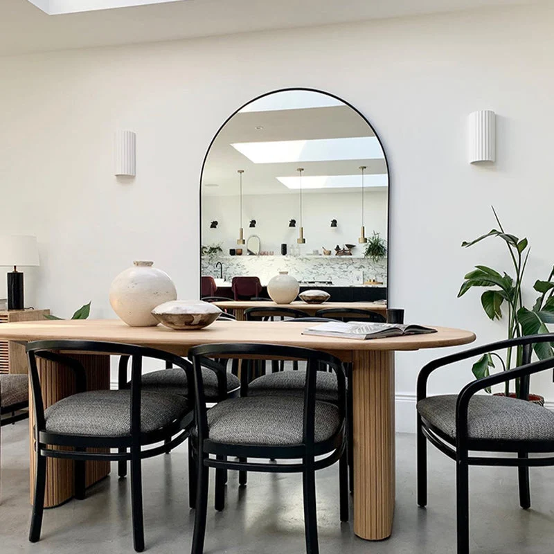 Tavolo da pranzo moderno legno di pino Tavolo ovale legno con doppio piedistallo Clearhalo