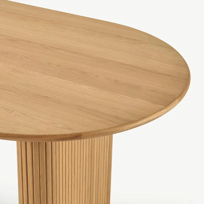 Tavolo da pranzo moderno legno di pino Tavolo ovale legno con doppio piedistallo Clearhalo