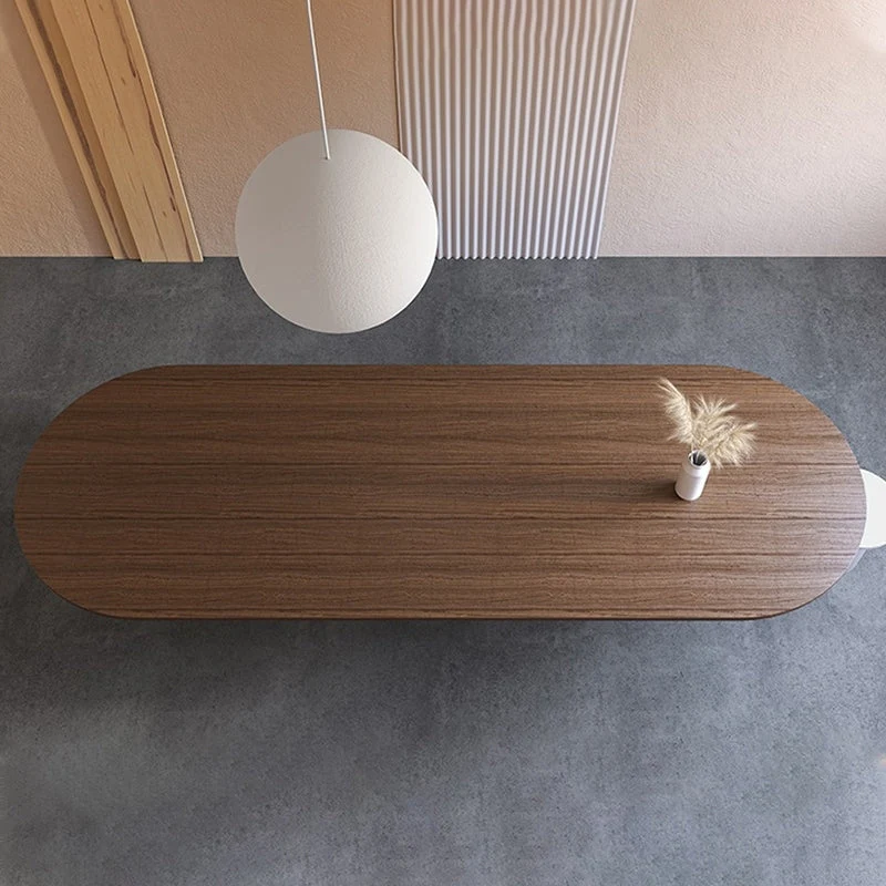Tavolo da pranzo moderno legno di pino Tavolo ovale legno con doppio piedistallo Clearhalo