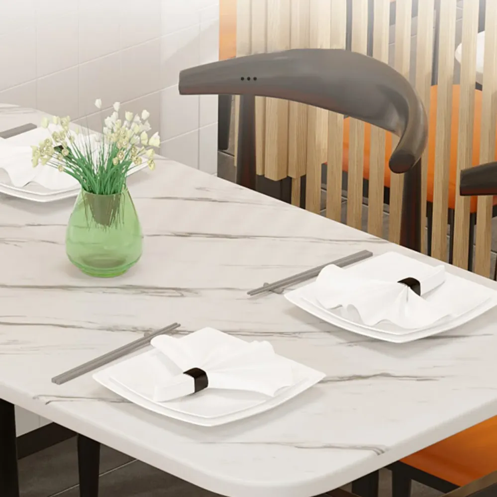Tavolo da pranzo moderno legno rettangolare bianco con 4 piedi Clearhalo