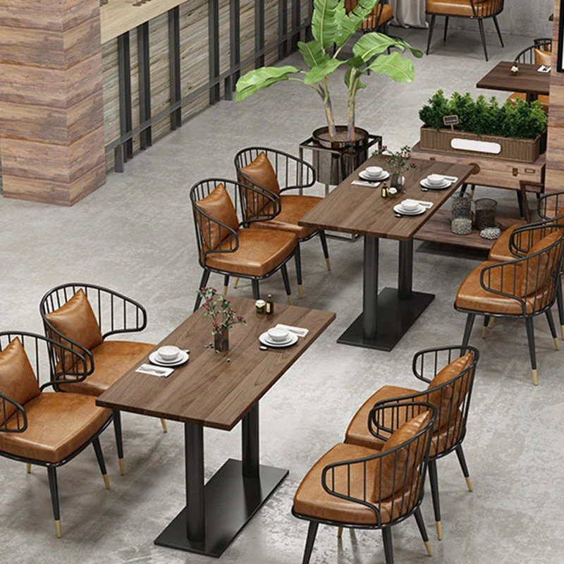 Tavolo da pranzo moderno legno Tavolo da pranzo metallo per uso domestico Clearhalo