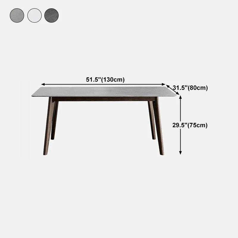 Tavolo da pranzo moderno di metà secolo con piano pietra con 4 gambe legno marrone Clearhalo