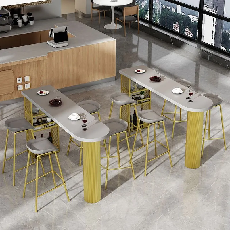 Tavolo da pranzo moderno metallo forma libera Tavolo con piano legno di pino Clearhalo