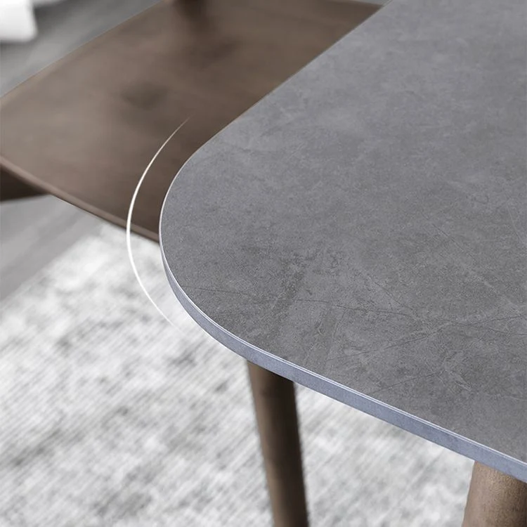 Tavolo da pranzo moderno Mid-Century Tavolo da pranzo pietra sinterizzata con 4 gambe Clearhalo