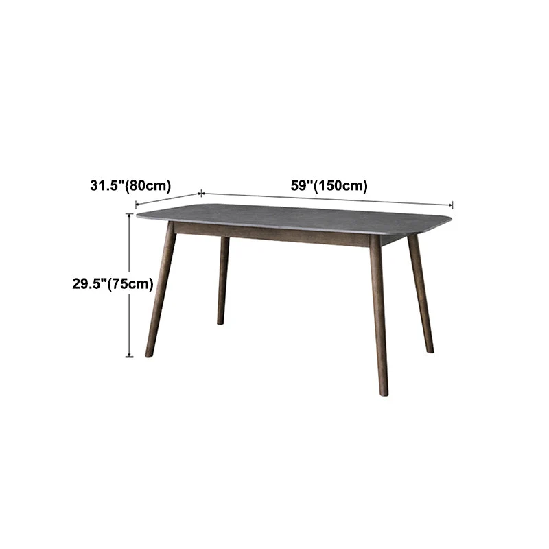 Tavolo da pranzo moderno Mid-Century Tavolo da pranzo pietra sinterizzata con 4 gambe Clearhalo