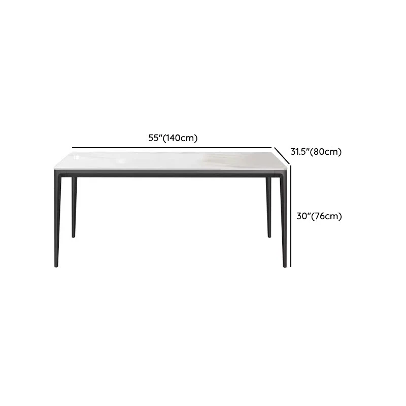 Tavolo da pranzo moderno e minimalista con piano pietra bianca e base nera con base 4 gambe Clearhalo