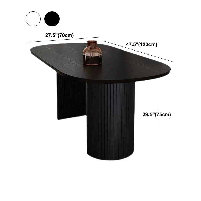 Tavolo da pranzo moderno ovale con doppio piedistallo Tavolo fisso legno massello Clearhalo