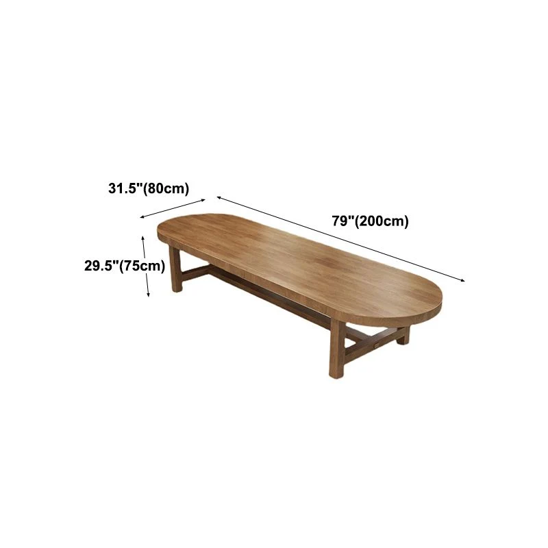 Tavolo da pranzo moderno ovale legno massello Tavolo da pranzo ad altezza standard con base cavalletto Clearhalo