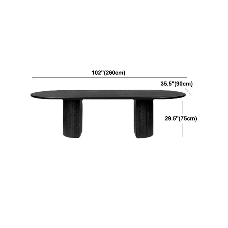 Tavolo da pranzo moderno ovale legno nero Tavolo da pranzo con base legno per soggiorno Clearhalo