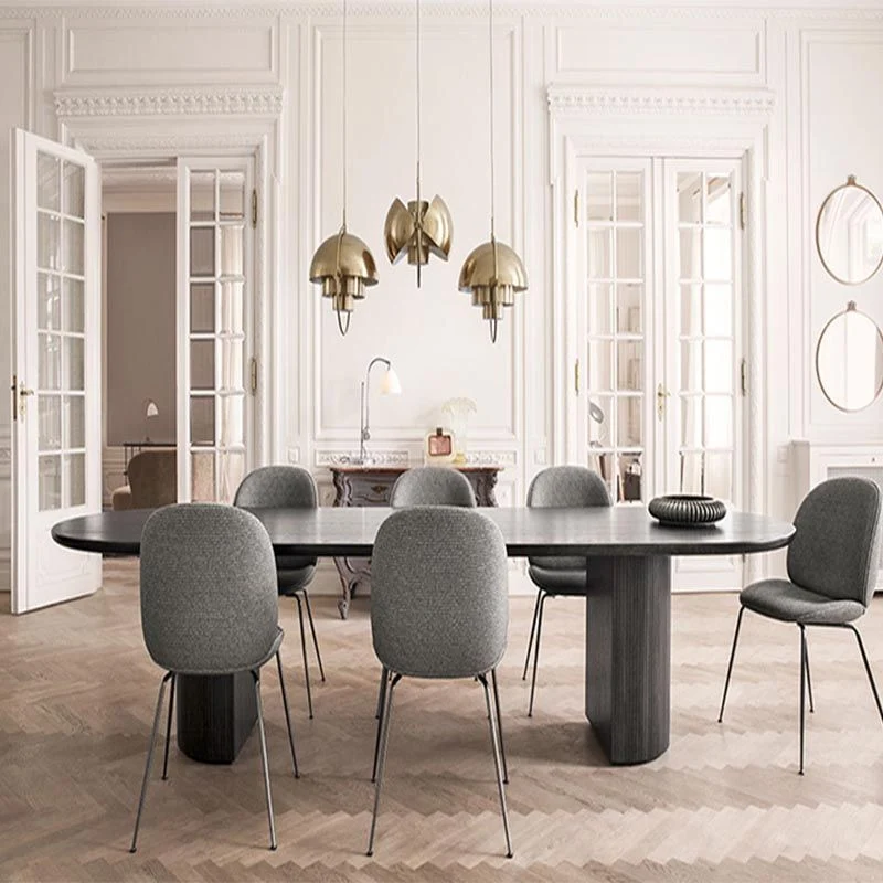 Tavolo da pranzo moderno ovale legno nero Tavolo da pranzo con base legno per soggiorno Clearhalo