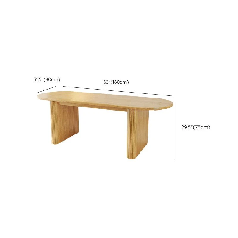 Tavolo da pranzo moderno ovale Tavolo da pranzo legno massello con doppio piedistallo colore naturale Clearhalo
