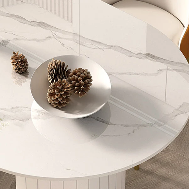 Tavolo da pranzo moderno ovale Tavolo da pranzo pietra con doppio piedistallo ferro Clearhalo