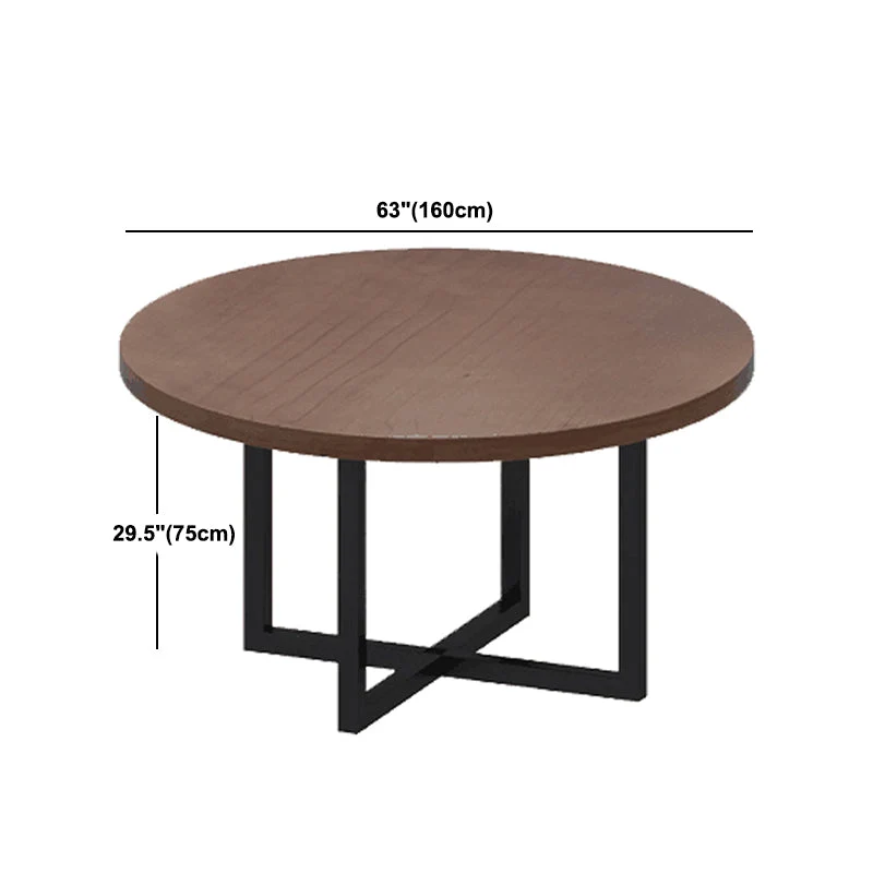 Tavolo da pranzo moderno per caffetteria Tavolo rotondo legno massello marrone Clearhalo