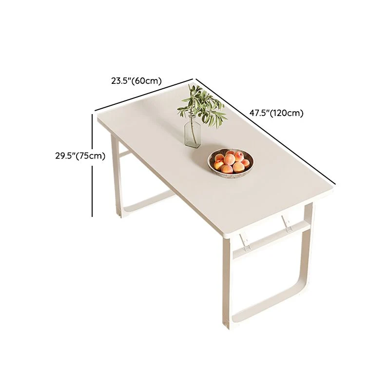Tavolo da pranzo moderno pieghevole bianco con base slitta acciaio per sala da pranzo Clearhalo
