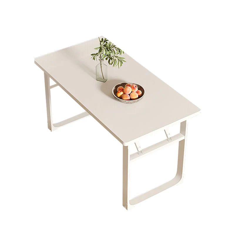 Tavolo da pranzo moderno pieghevole bianco con base slitta acciaio per sala da pranzo Clearhalo