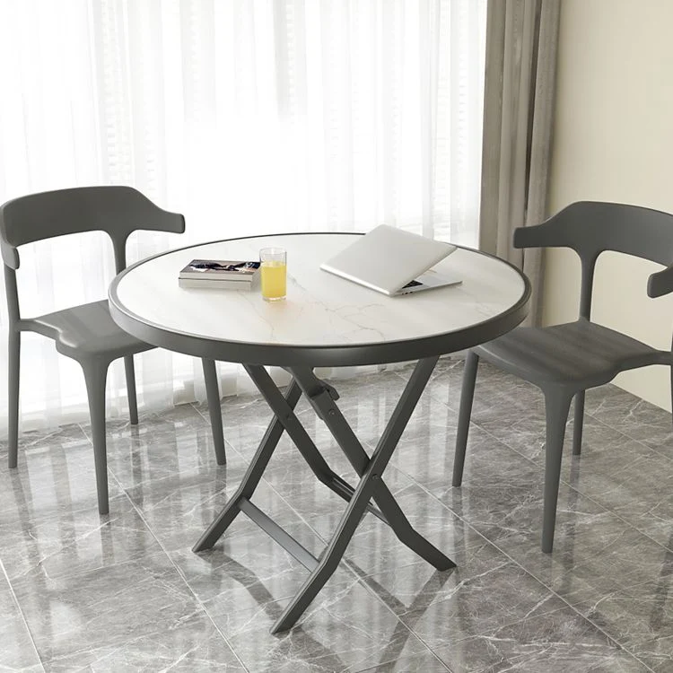Tavolo da pranzo moderno pieghevole bianco Piano legno con gambe metallo Clearhalo