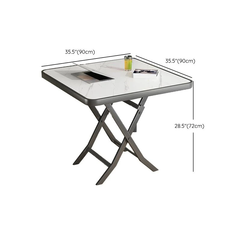 Tavolo da pranzo moderno pieghevole bianco Piano legno con gambe metallo Clearhalo