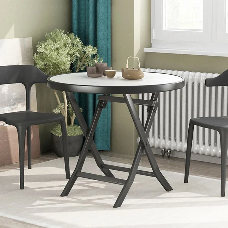 Tavolo da pranzo moderno pieghevole bianco Piano legno con gambe metallo Clearhalo