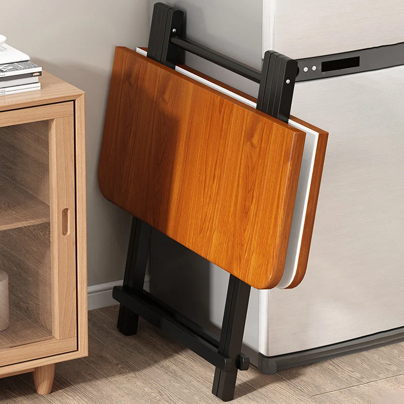 Tavolo da pranzo moderno pieghevole con piano legno e gamba metallo per soggiorno Clearhalo