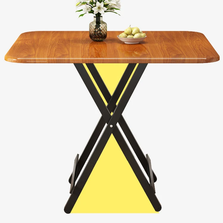 Tavolo da pranzo moderno pieghevole con piano legno e gamba metallo per soggiorno Clearhalo