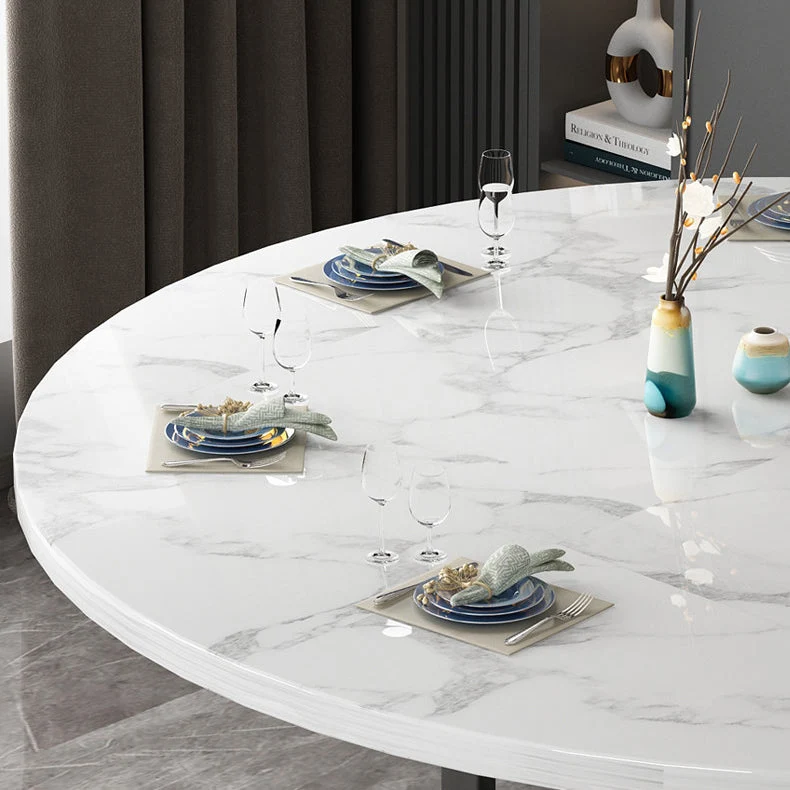 Tavolo da pranzo moderno pieghevole con piano rotondo legno e gambe metallo Clearhalo