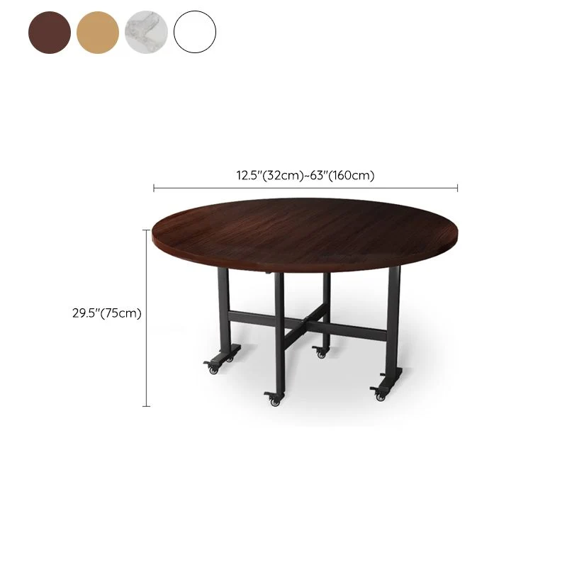 Tavolo da pranzo moderno pieghevole con piano rotondo legno e gambe metallo Clearhalo
