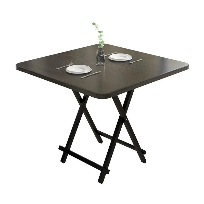 Tavolo da pranzo moderno pieghevole quadrato con piano legno e gambe metallo per la casa Clearhalo