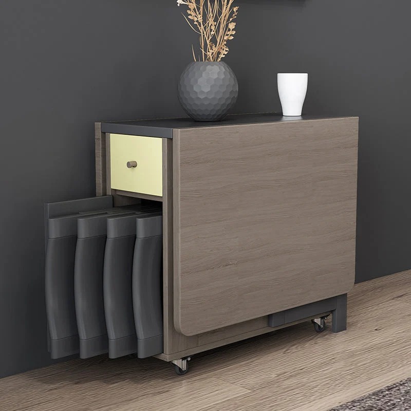 Tavolo da pranzo moderno pieghevole rettangolare con 2 cassetti Clearhalo