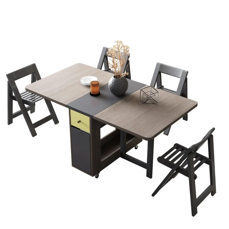 Tavolo da pranzo moderno pieghevole rettangolare con 2 cassetti Clearhalo