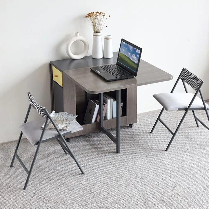 Tavolo da pranzo moderno pieghevole rettangolare con 2 cassetti Clearhalo