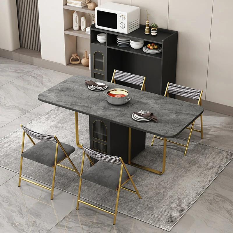 Tavolo da pranzo moderno pieghevole rettangolare con piano legno e contenitore Clearhalo