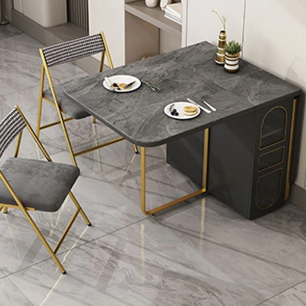 Tavolo da pranzo moderno pieghevole rettangolare con piano legno e contenitore Clearhalo