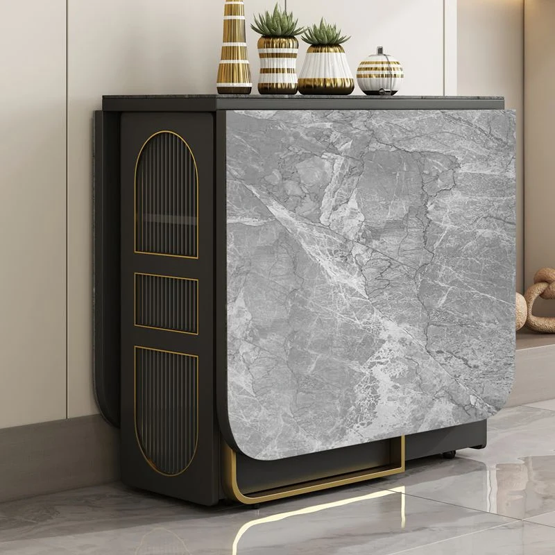 Tavolo da pranzo moderno pieghevole rettangolare con piano legno e contenitore Clearhalo