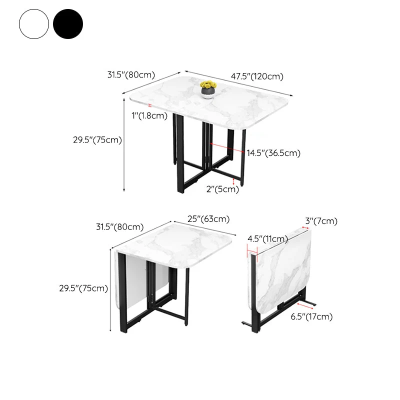 Tavolo da pranzo moderno pieghevole rettangolare con piano legno e base metallo nero Clearhalo