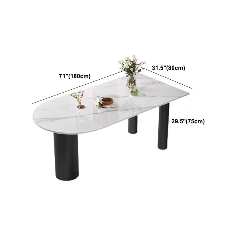 Tavolo da pranzo moderno pietra bianca Tavolo ovale ferro con tavolo 3 gambe Clearhalo
