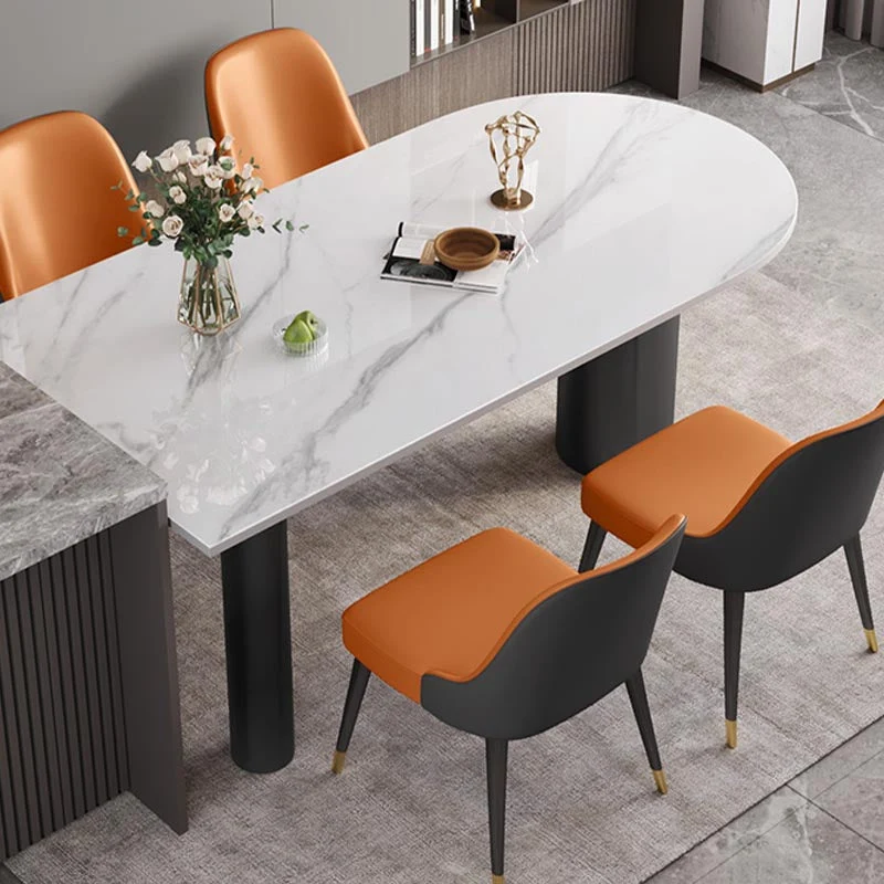 Tavolo da pranzo moderno pietra bianca Tavolo ovale ferro con tavolo 3 gambe Clearhalo
