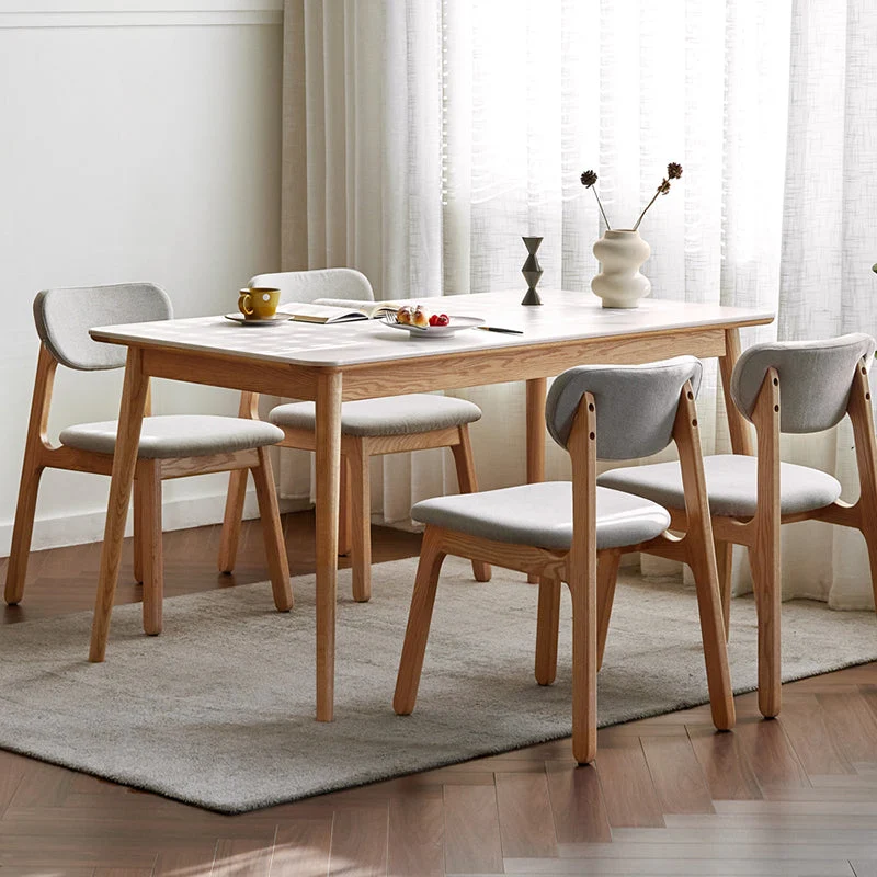Tavolo da pranzo moderno pietra forma rettangolare da 1/5 pezzi con sedia senza braccioli Clearhalo