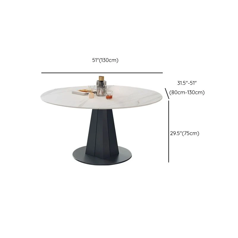 Tavolo da pranzo moderno pietra di forma rotonda da 1/5/7 pezzi con sedia senza braccioli Clearhalo