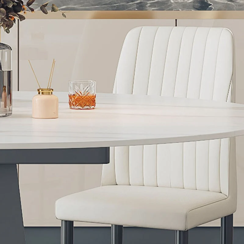 Tavolo da pranzo moderno pietra di forma rotonda da 1/5/7 pezzi con sedia senza braccioli Clearhalo