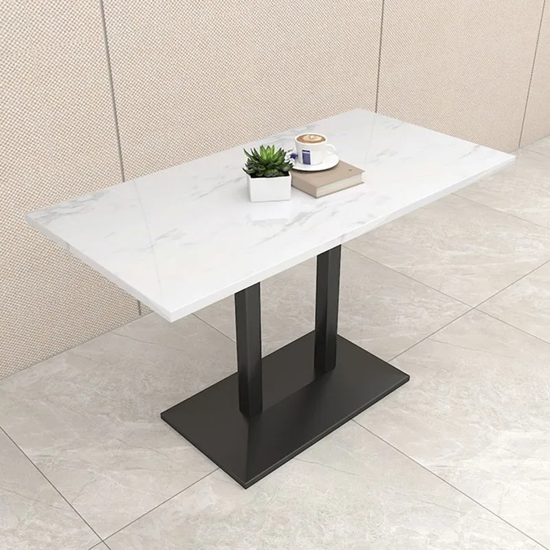 Tavolo da pranzo moderno pietra geometrica con base metallo per sala da pranzo Clearhalo