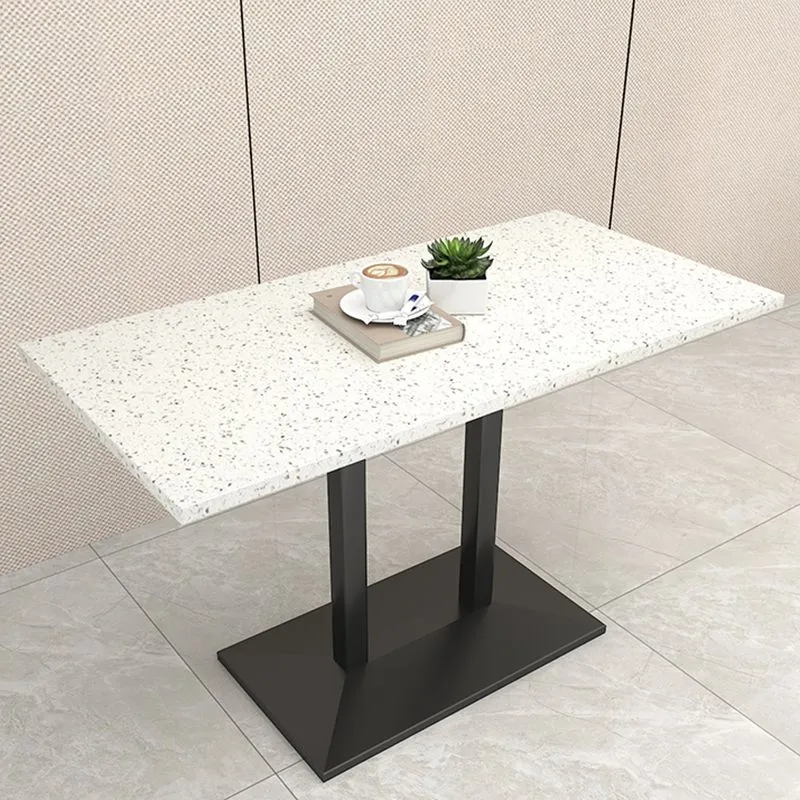 Tavolo da pranzo moderno pietra geometrica con base metallo per sala da pranzo Clearhalo