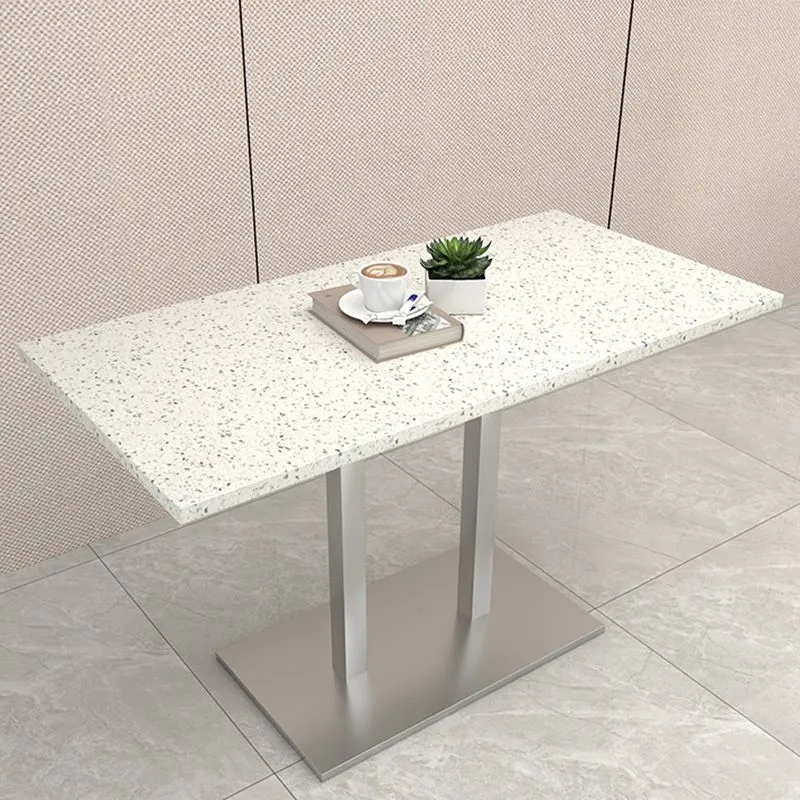 Tavolo da pranzo moderno pietra geometrica con base metallo per sala da pranzo Clearhalo
