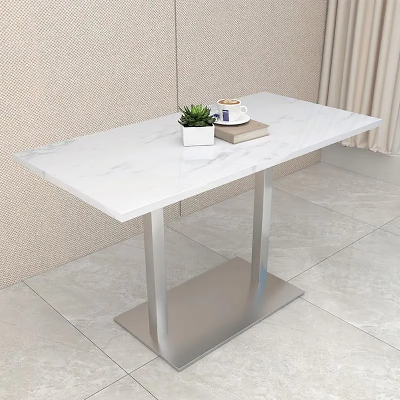 Tavolo da pranzo moderno pietra geometrica con base metallo per sala da pranzo Clearhalo