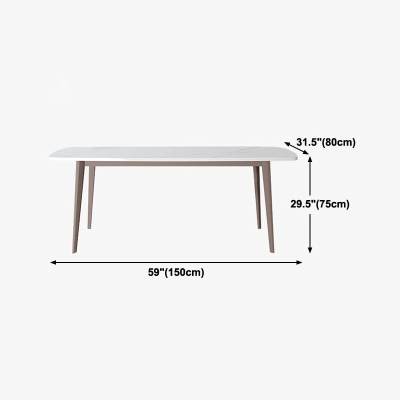 Tavolo da pranzo moderno pietra sinterizzata bianco 4 gambe rettangolare per mobili da pranzo base metallo Clearhalo