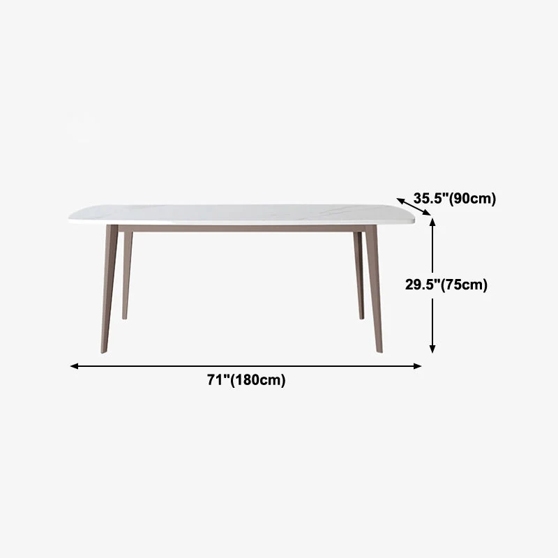 Tavolo da pranzo moderno pietra sinterizzata bianco 4 gambe rettangolare per mobili da pranzo base metallo Clearhalo